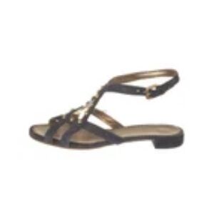Prada Calzatura Donna Black Suede Gold Tone Studded Accent Sandals. P73/A245M